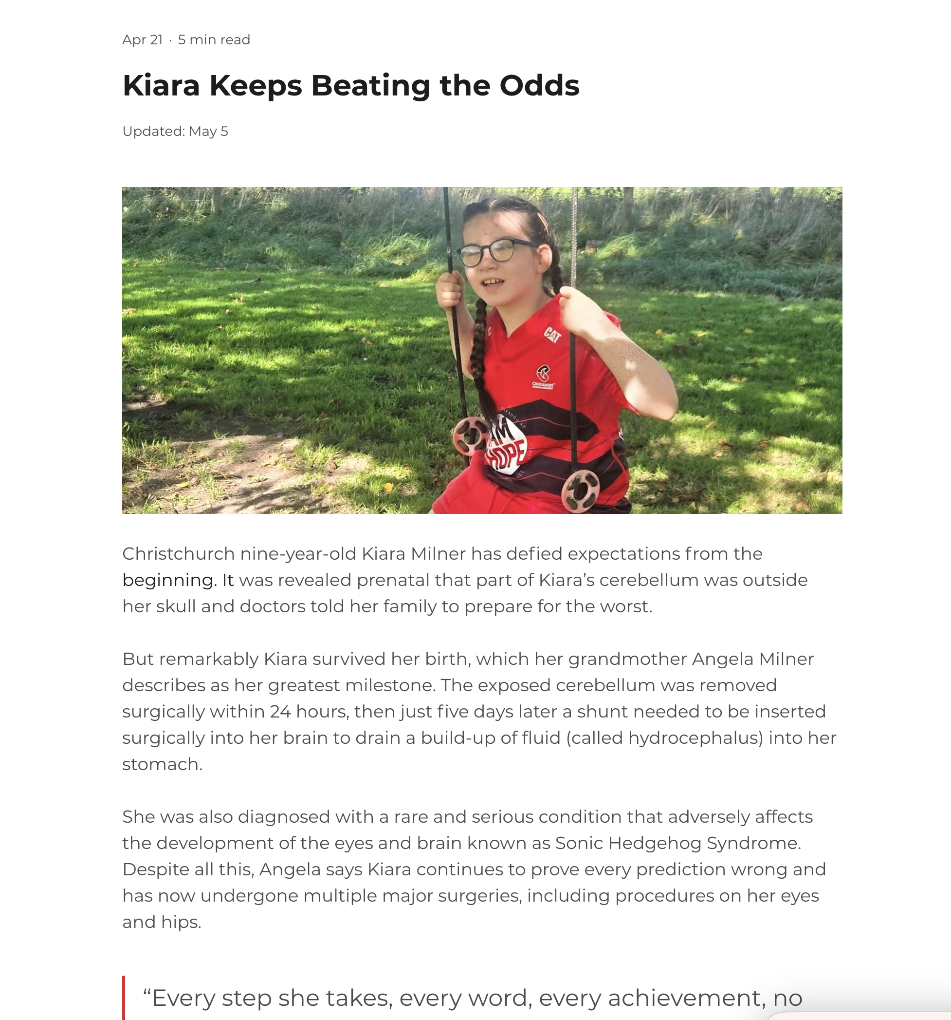 Kiara news article